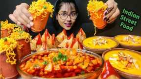 Eating Matka Maggie, Spicy Chana Masala, Samosa | Big Bites | Asmr Eating | Mukbang | Indian food