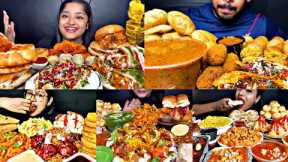 ASMR EATING GOLGAPPA, CHOLE BHATURE, PAV BHAJI, NOODLES | INDIAN STREET FOOD MUKBANG |Foodie India|