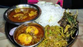 Eating Show- Chicken Curry, Egg Curry, Pakoda, Dry Fish Sabji *INDIAN FOOD EATING* MUKBANG SHOW
