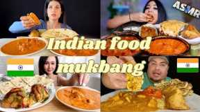 indian food mukbang | butter chicken | samosa | naan | youtubers trying Indian food asmr | part 1 😍😋
