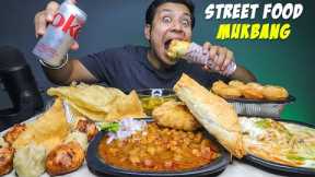 STREET FOOD MUKBANG!!! CHOLE BHATURE, MOMOS, PANEER ROLL, PATTIES, GOLGAPPE & DAHI BHALLA CHAT