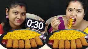 MASALA MAGGI NOODLES FISH FINGER EATING CHALLENGE // INDIAN EATING SHOW // food family & more