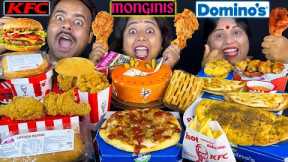 KFC Vs Dominos Vs Monginis Food Eating Challenge🤩| Chicken Leg, Pizza, Cake, Burger, Drumstick