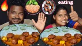 Asmr Mukbang Big Bites Eating show | Parwal mosur dal kofta curry rice salad eating | mukbang