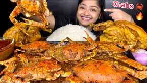 SPICY MASALA CRABS CURRY WITH 2 SPICY WHOLE CHICKEN CURRY AND BASMATI RICE | INDIAN FOOD MUKBANG