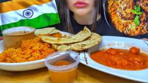 ASMR INDIAN FOOD MUKBANG (No Talking) BUTTER CHICKEN BIRYANI + PANEER MAKHANI