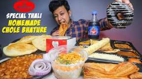 Homemade Chole Bhature, Haldiram North Indian Thali, Samosa Chaat, Paneer Patties & Donut | Mukbang
