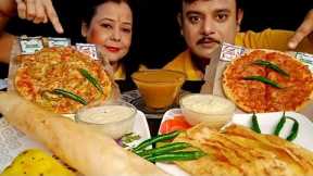 ASMR:SPICY🔥CHILLI MYSORE MASALA DOSA DOMINO'S PIZZA EATING CHALLENGE|INDIAN STREET FOOD#food#mukbang