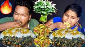 Asmr Mukbang Big Bites Eating | poi saag kundru bhaja dal rice eating | eating show