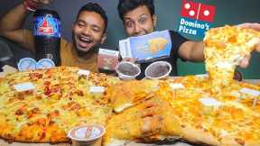 Dominos Large The 4 Cheese Pizza, Indi Tandoori Paneer Pizza, Garlic Bread & Choco Lava Cake Mukbang