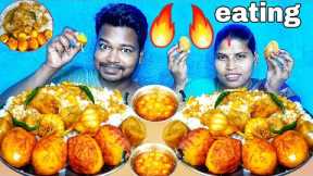 egg curry recipe | egg curry with rice eating | egg garlic banana curry rice eating | eating show