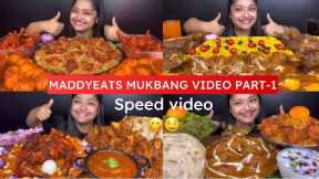 ASMR INDIAN FOOD MUKBANG | MaddyEats mukbang Videos | eating chicken curry, mutton curry, biryani🤤