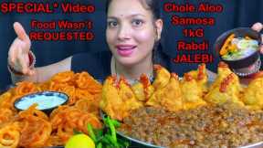 Eating Chole 🔥 Aloo Samosa, 1kg Rabdi JALEBI Chilli | Indian Street Food Eating Show | Asmr Mukbang