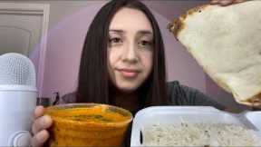 ASMR INDIAN FOOD MUKBANG || spicy tikka masala and garlic naan