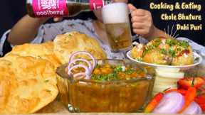 Cooking & Eating Chole Bhature, Dahi Puri, Salad & Beer | Recipe | Street Food | Mukbang | ASMR |