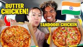 Eating BUTTER CHICKEN PIZZA for the FIRST TIME *INDIAN PIZZA MUKBANG*