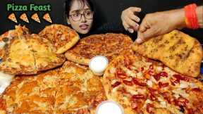 Eating Different types of Pizza | Domino's Pizza Feast | Big Bites | Asmr Eating | Mukbang