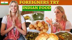 Foreigners try Indian Food | Foreigner trying CHOLE BHATURE  / GOLGAPPA | Indian Food Reaction #food