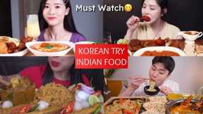KOREAN TRY INDIAN FOOD ASMR | FOREIGNERS TRY INDIAN FOOD | Butter chicken🥘😋🤤 With Garlic Naan🍗