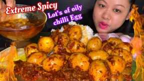 LOT’S OF SPICY CHILLI OILY EGG CURRY, OILY MUTTON FAT CURRY & RICE MUKBANG | BIG BITES