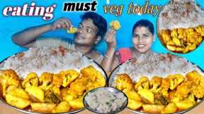 eating show | must tasty veg with rice eating | rice veg mukbang | big bites eating show