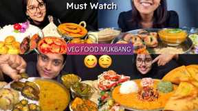 INDIAN VEG FOOD VIDEO | EATING VEG FOOD MUKBANG | Dal Chawal, Dal Bhatti, Shahi Paneer,    Mukbang😋