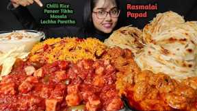 Eating Paneer Tikka Masala, Dum aloo, Lachha Paratha, Rasmalai | Big Bites | Asmr Eating | Mukbang