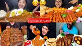 ASMR EATING SPICY FISH CURRY🤤🌶️ | INDIAN FOOD MUKBANG | Fish Curry 🐠 With Rice eating video😋🍛