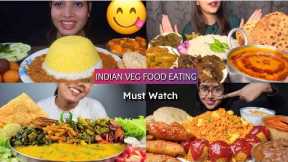 ASMR MUKBANG | INDIAN VEG FOOD MUKBANG 😋🤤 | Dal Chawal, Spicy Chhole, Aloo Bhorta, Bhindi Masala