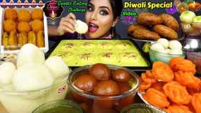 Eating Rasmalai,Gulab Jamun,Rasgulla,Motichur Laddu,Jalebi,Kheer Indian Sweets ASMR Eating Mukbang