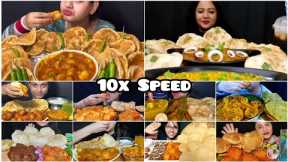 ASMR Compilation || Puri / Luchi With Kashmiri Dum Aloo Eating Compilation || Indian Food Mukbang