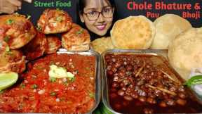 Eating Pav Bhaji, Chole bhature | Big Bites | Asmr Eating | Mukbang | Indian Street Food | Food