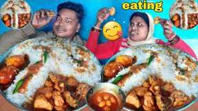 eating show | eating spicy chicken curry egg curry with rice | asmr mukbang chicken egg curry