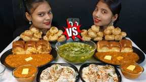Eating Challenge Spicy Pani Puri, Dahi Vada,Pav Bhaji|Big Bites|Panishment| Food Show|Street Food
