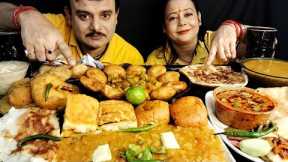 🔥🌶SPICY INDIAN STREET FOOD🔥CHOLE BHATURE🌶PAV BHAJI MASALA DOSA UTHAPPAM KACHORI EATINGCHALLENGE#food