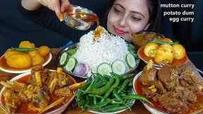 Indian Chilli Girl Eating Spicy Afgani Mutton Buna+Dum Potato+Egg Jhul+Fish Curry& Huge Chilli &Rice