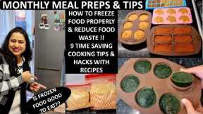 Indian Monthly Meal Planning | Freezer Food Ideas | 9 Time & Money Saving Tips to Reduce Food Waste