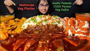 Eating Kadhi Pakoda, Chilli Paneer, Kofta , Pulao | Big Bites | Asmr Eating | Mukbang | Veg Thali