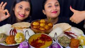 Eating 😋Dal Chawal,Different Bharta,Spicy Egg Curry 🍛|Big Bites|Asmr|Mukbang