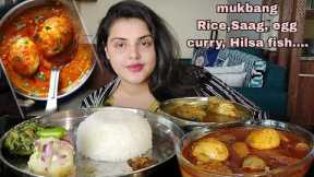 ASMR:Eating Rice With Egg Curry, saag,aloo bharta, Hilsa Fish, Mukbang, Big Bites,Clean Eating ...