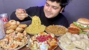 EATING INDIAN STREET FOOD😍| MAGGI, DAHI PURI,MOMOS,BURGERS,CHOWMEIN,MALAI MOMOS,GOL GAPPE | MUKBANG