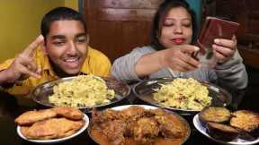 EATING sounds ASMR Indian Food.VUNAKhichdi Spicy Mutton Kosha Begun Vaja.BENGALI EATING SHOW MUKBANG