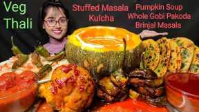 Eating Pumpkin Soup, Whole Gobi Pakoda, Stuffed Kulcha | Big Bites | Asmr Eating | Mukbang