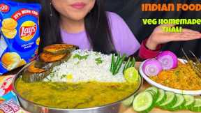 Eating Palak Dal Chawal | Patta Gobi Sabji | Baigan Bhaji | MUKBANG VIDEOS INDIAN FOOD | ASMR |