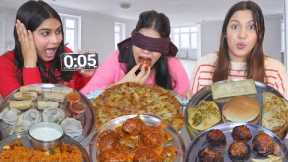 Blindfold Street Food Challenge | Momos, Pizza, Burger, Spring Roll, Biryani, Tandoori Momos, Taco