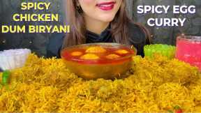 EATING SPICY CHICKEN DUM BIRYANI | SPICY EGG CURRY | BIG BITES | EATING VIDEO | ASMR MUKBANG